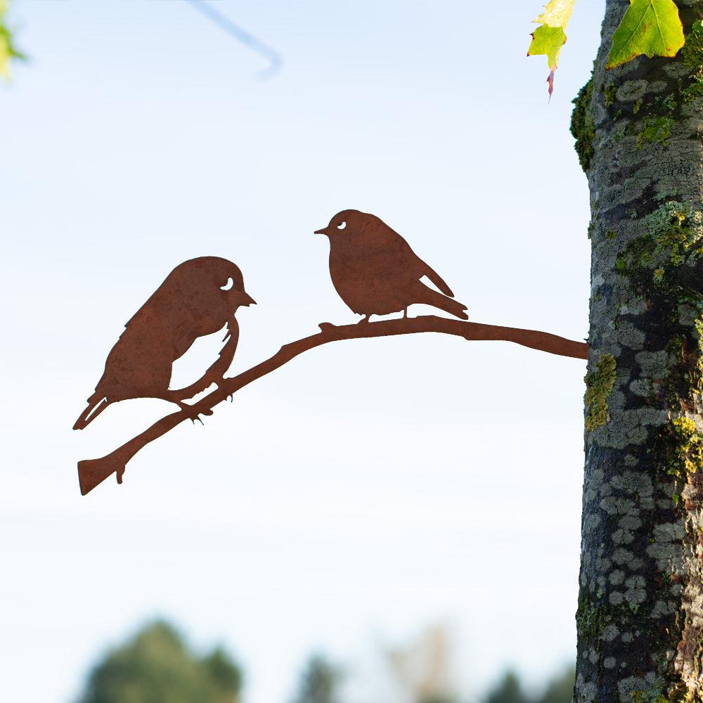 Metalbirds - Roodborstjes paar 30x12cm - Lifestaal