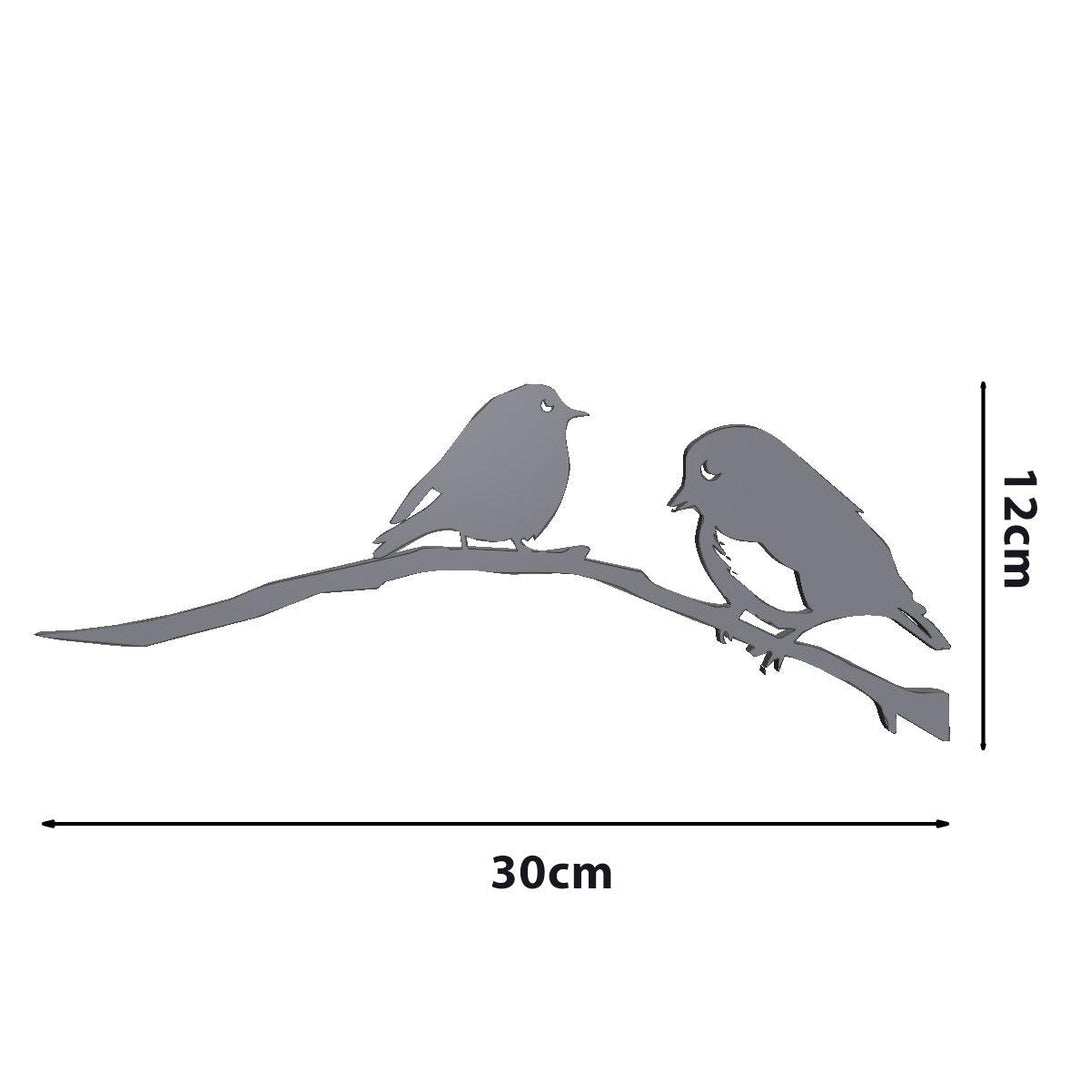 Metalbirds - Roodborstjes paar 30x12cm - Lifestaal