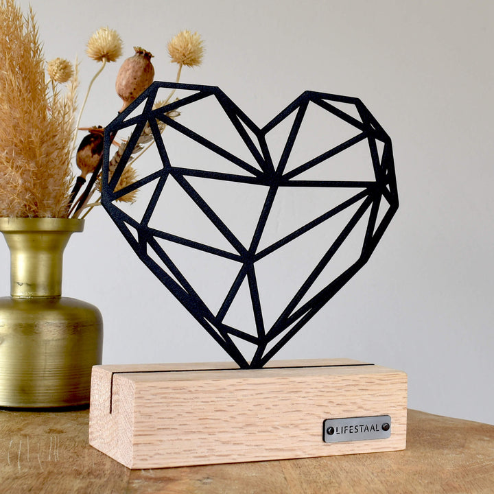 Ornament op houten voet - Hart - Lifestaal